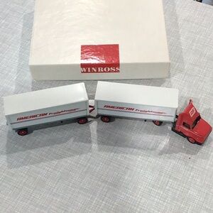 Red and White Toy Truck Set